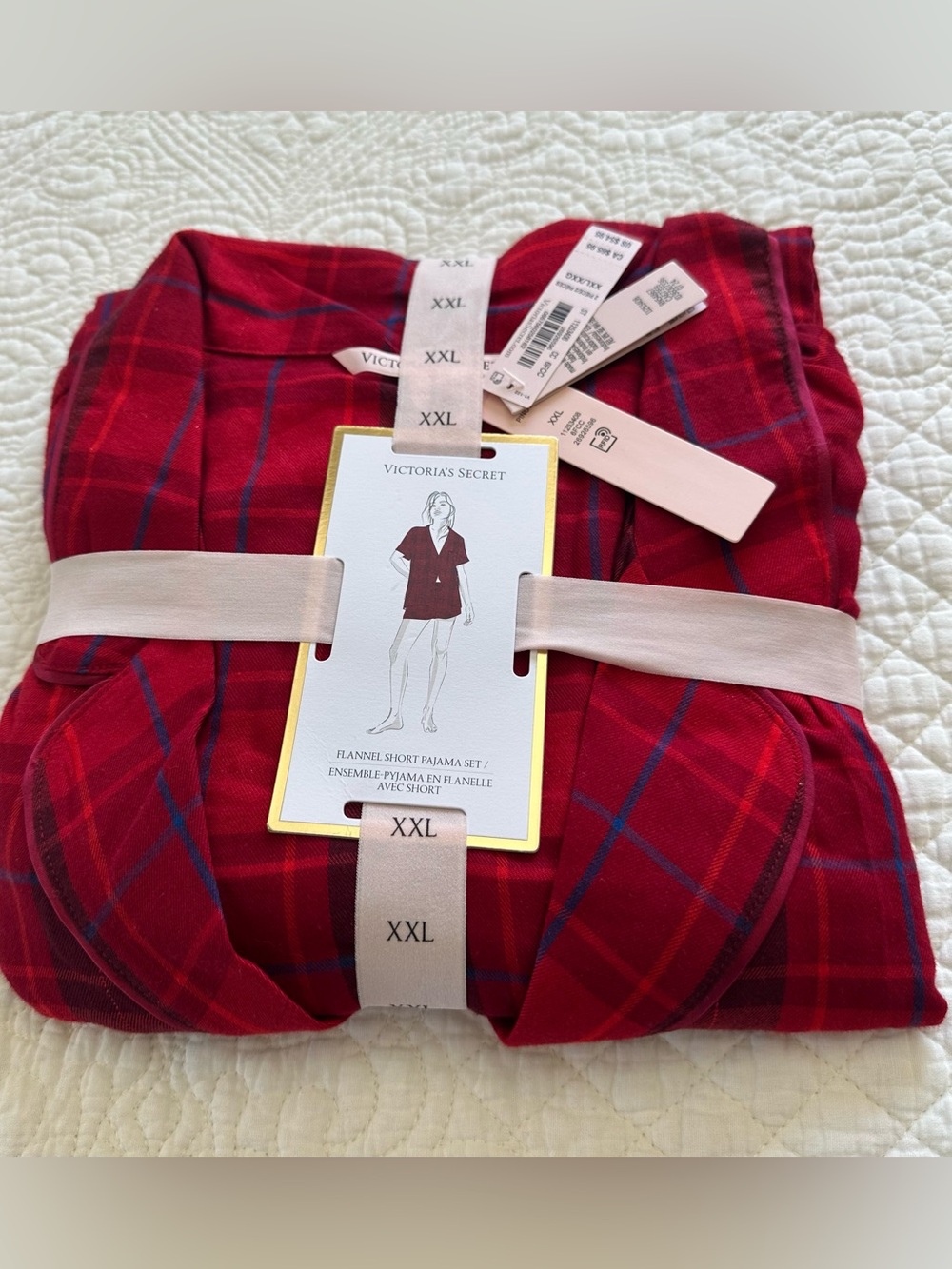 Victoria's Secret Red Plaid Flannel Short Pajama Set XXL